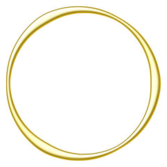 変形の丸いゴールドフレーム　ライトゴールドの３Ｄ円形枠の装飾イラスト