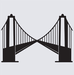 suspension bridge minimalist silhouette vector art illustration, golden gate bridge vector