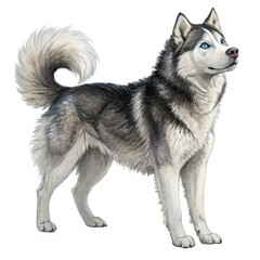 Siberian Husky with blue eyes and thick coat