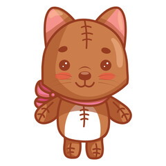 Cute kawaii cat toy. Vector illustration of funny cat character.