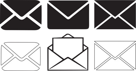 Collection of email icons in a distinctive silhouette style