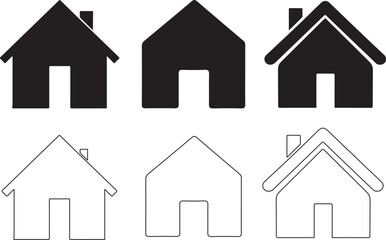 Collection of home and building icons in a distinctive silhouette style