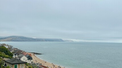 view of the sea and Jurassic coast Lyme Regis Dorset England 