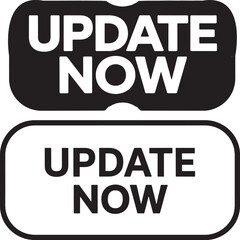 Black and white update now vector badges minimal modern label set