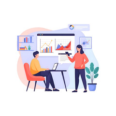 Business meeting analyzing growth statistics chart