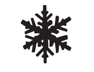 Bold black snowflake silhouette designed with cutout shapes, ideal for stencil or decal