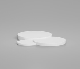 화이트 원형 디스플레이 무대 - White Round Podium on Gray Background for Product Presentation