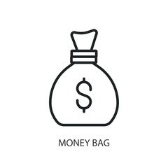 Money bag thin line vector icons.