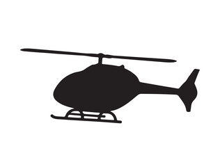 Flat vector silhouette of a helicopter icon with clean lines on white background