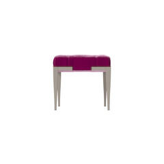 Side profile of a classic tufted bench with off-white legs, 3d render, isolated.