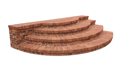 Brick outdoor steps with a curved design isolated on transparent background png