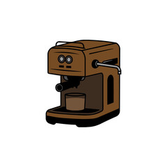 Coffee Machine with a Cup Icon Can Be Used For Home, Restaurant, Cafe or Office. Flat Design Style. Vector illustration isolated on white background