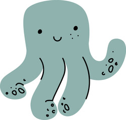 Smiling Octopus Character