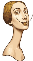 Surreal Female Portrait with Melting Features Flat Icon