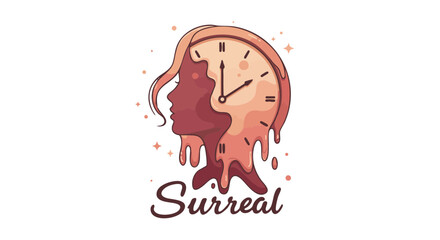 Female Silhouette Melting into Clock with ‘Surreal’ Script Icon