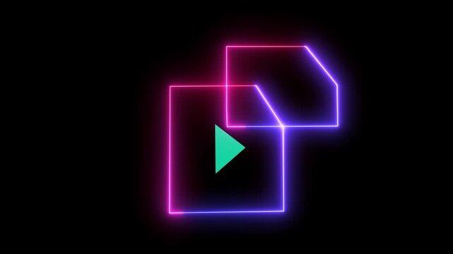 Animated document file icon with neon effect. Glowing neon Folder icon isolated. Glowing neon line File document and black background