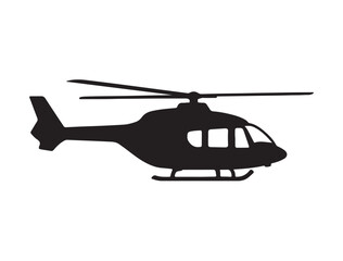 Rescue helicopter icon silhouette in flat black vector style, white background