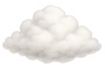 Soft white cloud floating with transparent background, ideal for weather, nature, or sky-related designs