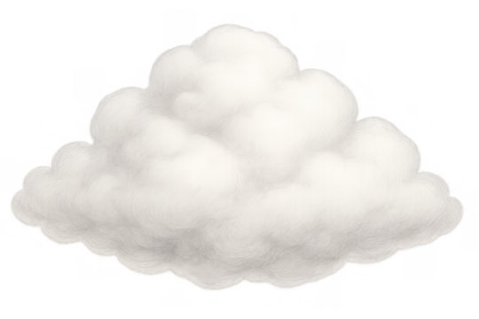 Soft white cloud floating with transparent background, ideal for weather, nature, or sky-related designs