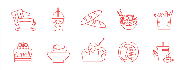 food icon in line color style, set of vector icons for design