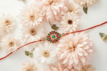 Beautiful traditional rakhi bracelet with multicolored threads and decorative elements for Indian festival celebration and cultural heritage

