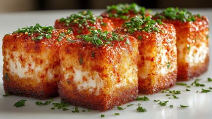 Crispy, cheesy bites arranged on a plate