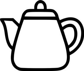 Obraz premium Simple black outline drawing of a tea kettle.