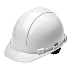Fototapeta premium A protective white safety hard hat stands isolated on a transparent background, ideal for any construction or industrial scene as a clean PNG.