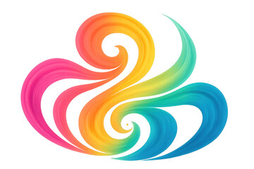 Naklejka premium Rainbow colored brush strokes swirling together creating an abstract design element on transparent background
