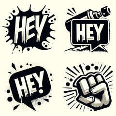 Spray painted graffiti speech bubble icon sprayed with word hey graffiti speech bubble symbol vector 