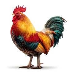 Fototapeta premium Vibrant rooster crowing in studio setting