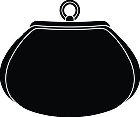 Minimalist silhouette of a coin purse a simple and clean design isolated on transparent background