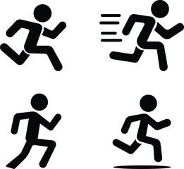 image displays of running and walking icon set. used to symbolize movement fitness or activity in various contexts workout modes or goals related to speed progress or routes web design infographics