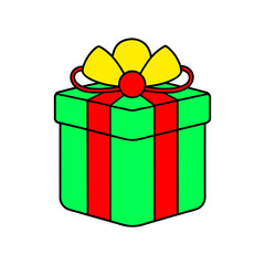 outline vector illustration of a wrapped christmas