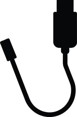 Black silhouette of a usb plug connector isolated on a transparent background for digital use isolated on transparent background