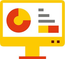 Fototapeta premium Flat Vector icon of pc srceen showing charts