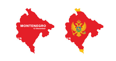 montenegro flag and map set. montenegro flag in official colors and proportions., map