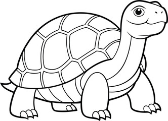a giant  tortoise one line art with transparent background