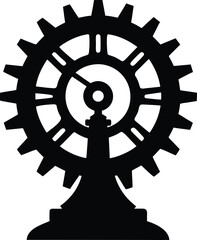 Mechanical gear clock base silhouette isolated on transparent background