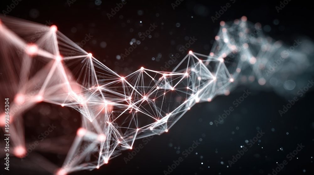 Poster abstract network of interconnected points and lines. particles in motion