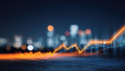 Rising graph over city lights