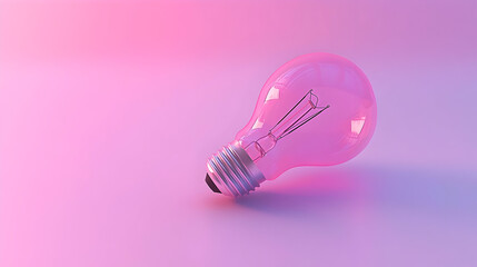 Pink lightbulb on a pink surface.  A translucent, pink lightbulb rests on a soft pink background, casting a subtle glow.  The bulb's filament is visible inside