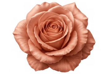 Peach rose blossom isolated on transparent background, capturing the delicate beauty and elegance of nature