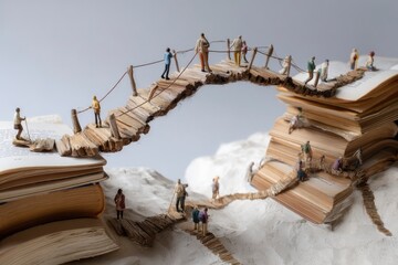 metaphorical bridge of books linking faculty working in person and remotely