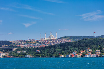 Beautiful Istanbul cityscape view from cruise sailing to Bosphorus,Turkey