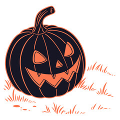 Jack-o’-Lantern Pumpkin Silhouette SVG with Glowing Scary Face | Spooky Halloween Vector Design | Haunted Graphic for T-Shirts, Stickers, Posters, Prints, Decor