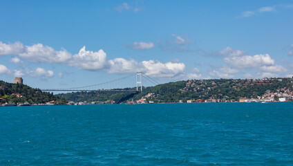 Beautiful Istanbul cityscape view from cruise sailing to Bosphorus,Turkey