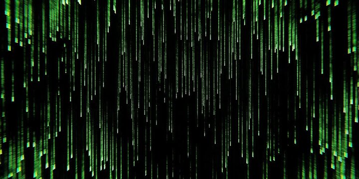 fiber optics background with lots falling green light spots