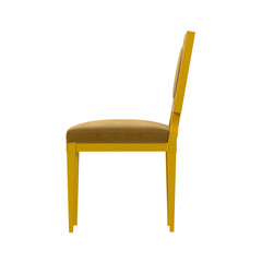 Fototapeta premium Neoclassic yellow dining chair side view, 3D render isolated on transparent background.