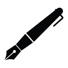 Fountain pen icon. Simple fountain pen nib glyph silhouette symbol logo graphic design. Black, minimalist icon isolated on white background. Vector illustration.